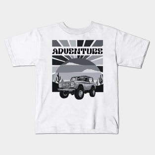 Vintage black and white adventure travel design Kids T-Shirt